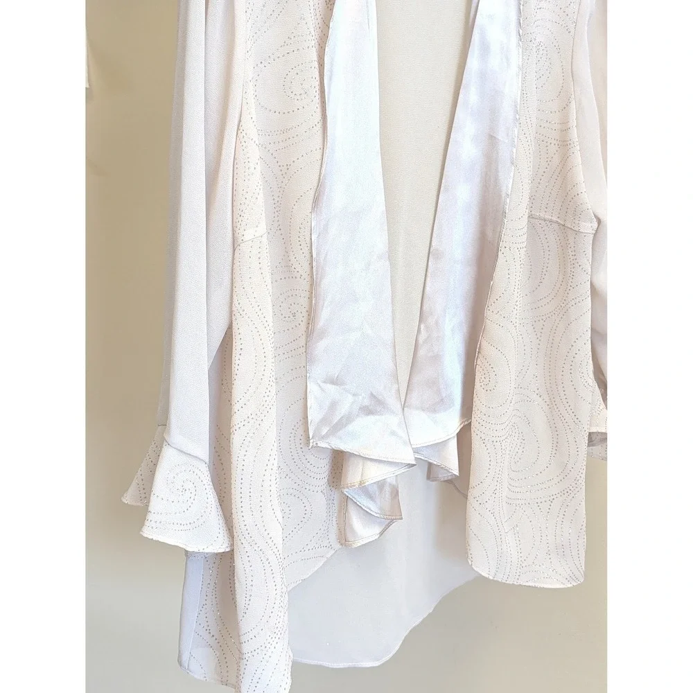 Dana Kay Open Jacket Blazer 18W Ivory Embellished‎ Wedding Guest Mother Of Bride
